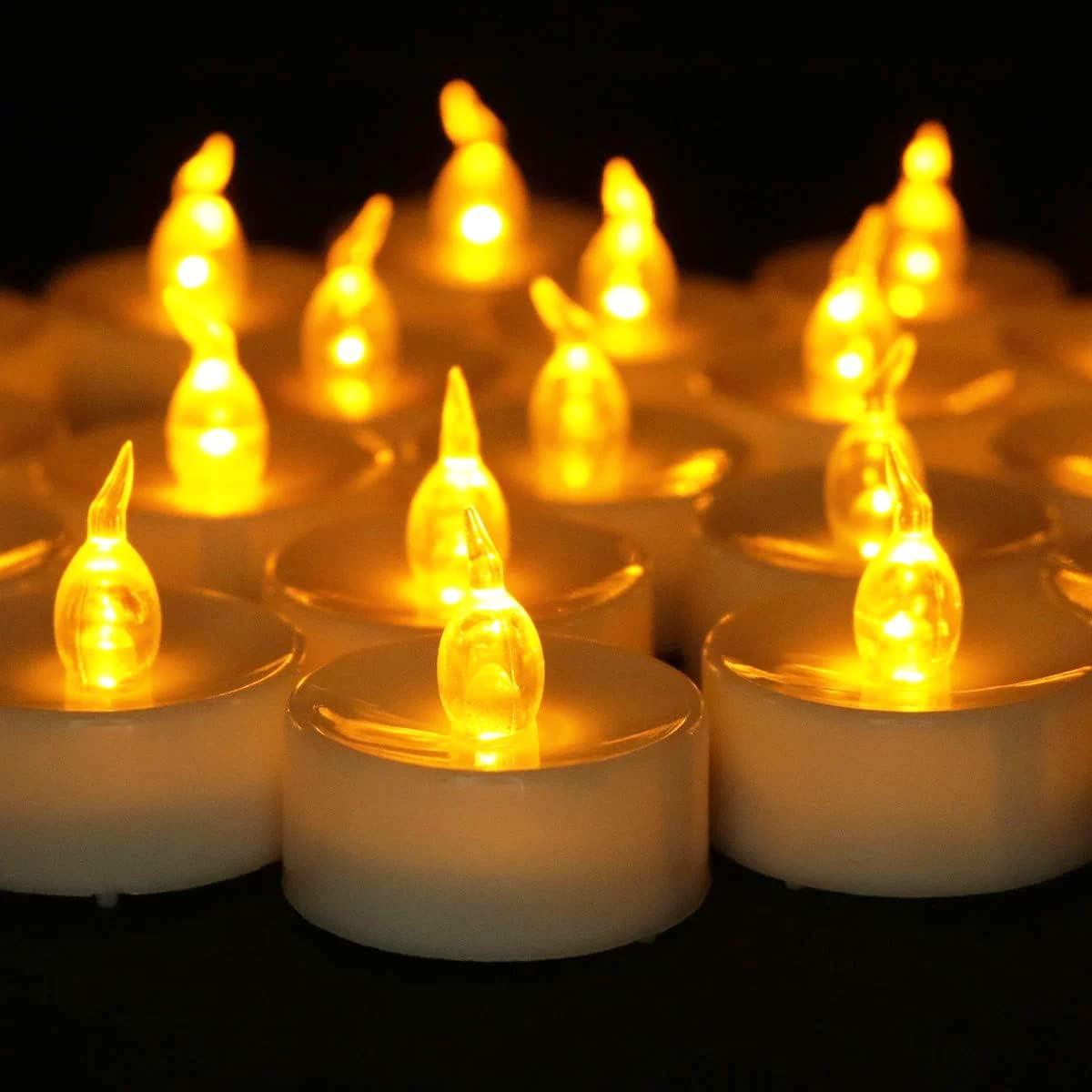 100-pack of flameless LED tea lights from Candle Pearls."