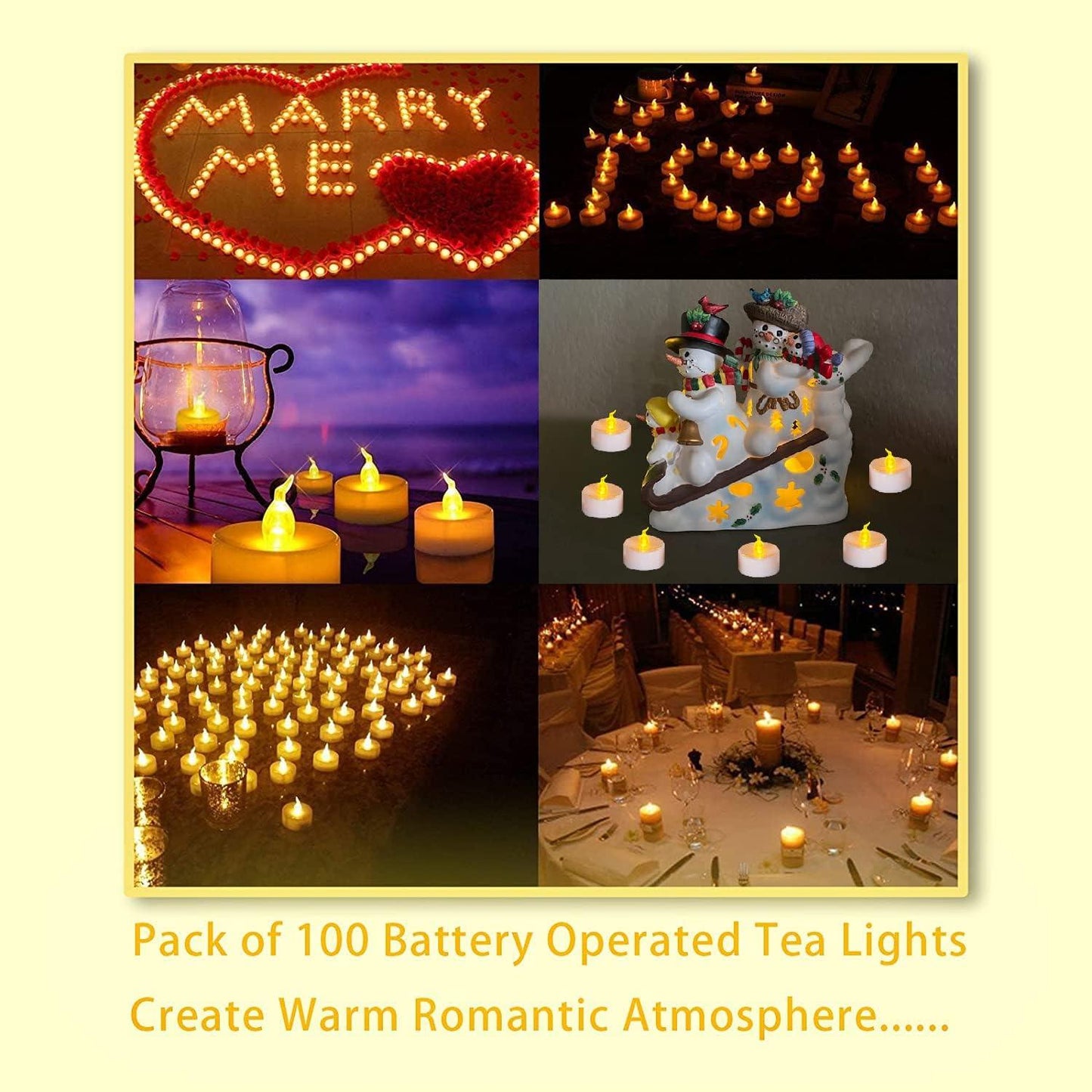 100-pack of flameless LED tea lights from Candle Pearls."