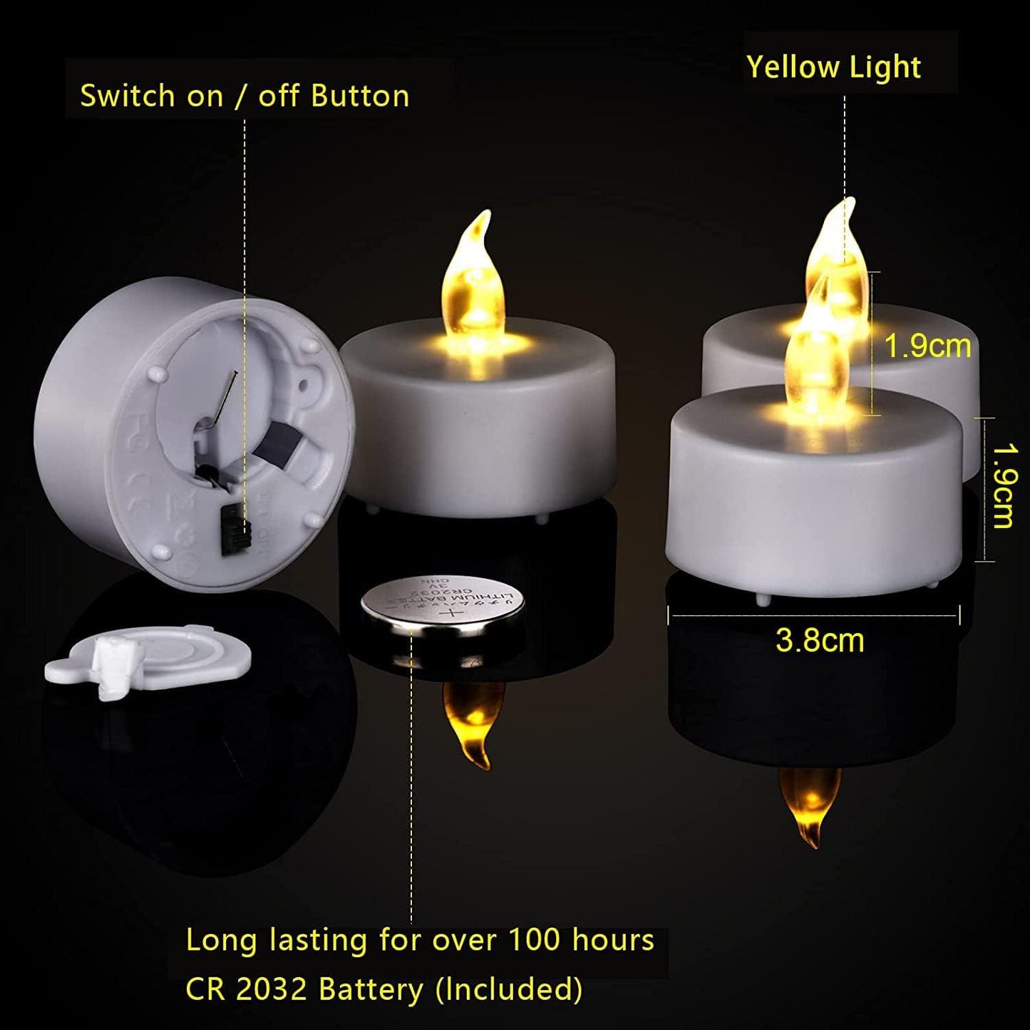 100-pack of flameless LED tea lights from Candle Pearls."